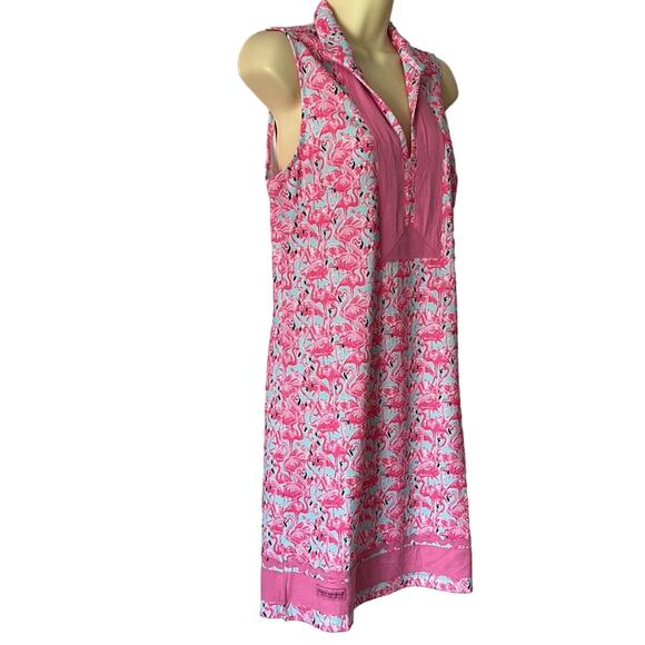 SIMPLY SOUTHERN COLLECTION Flamingo Split Neck Tunic Knit Dress Size Small NWT - Picture 2 of 10